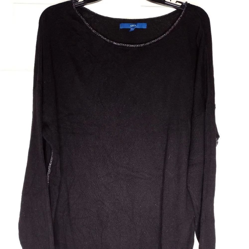 Apt 9 XXL Black Longsleeves Knit Cotton Rayon Nylon Women's Top Sweater